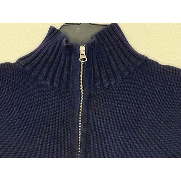 Men’s J.Crew Full Zip Sweater Sz XL Navy Blue 81686 100% Cotton Zips Up Or Down - Picture 4 of 9